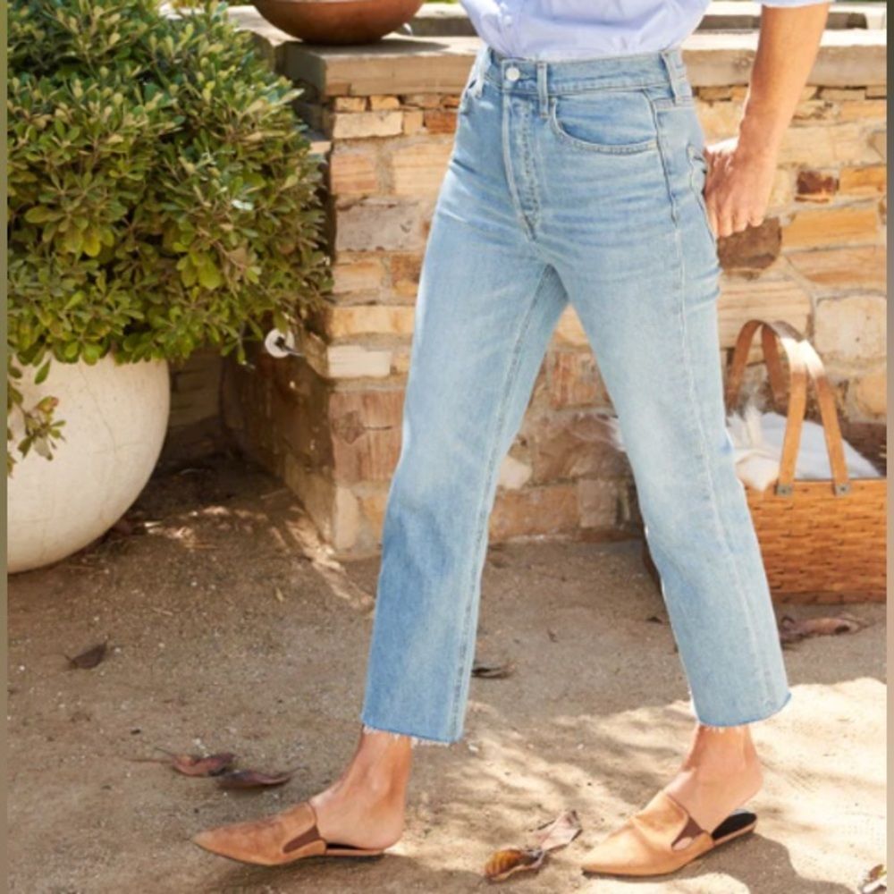 Frank & Eileen Monaghan Jeans High Rise Straight Leg Blue Denim Size 28 Classic